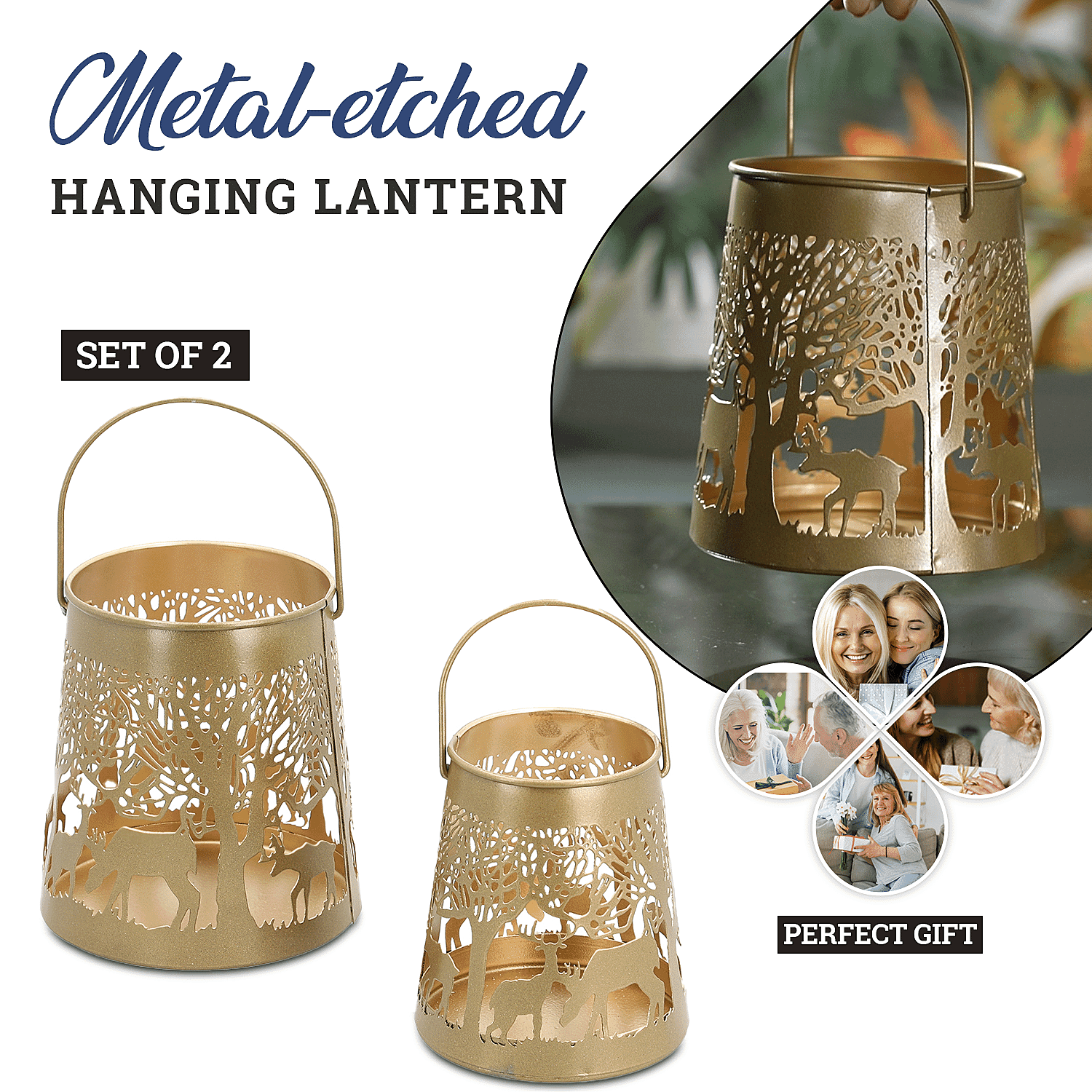 Hanging Decoration (Size 15x15x13 cm) - Gold & Black