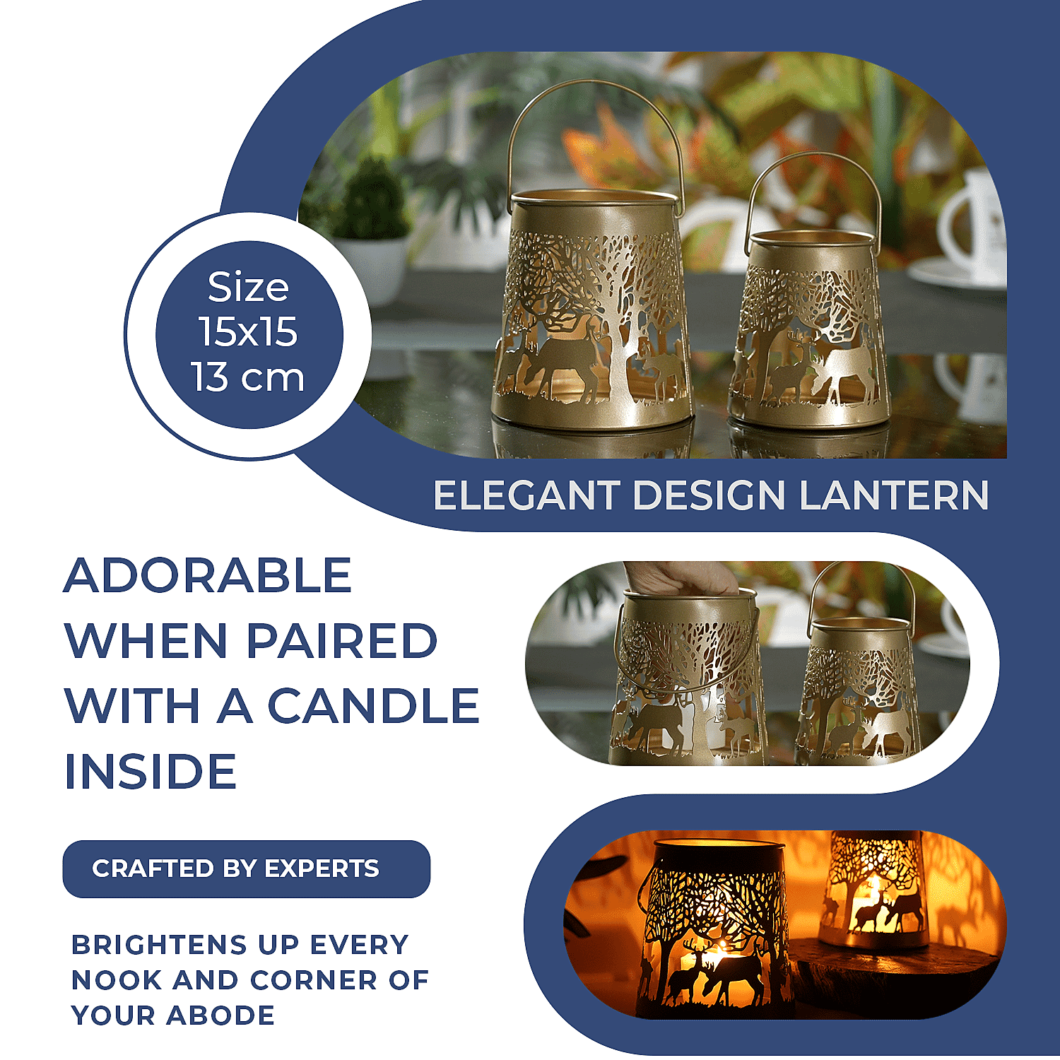 Hanging Decoration (Size 15x15x13 cm) - Gold & Black