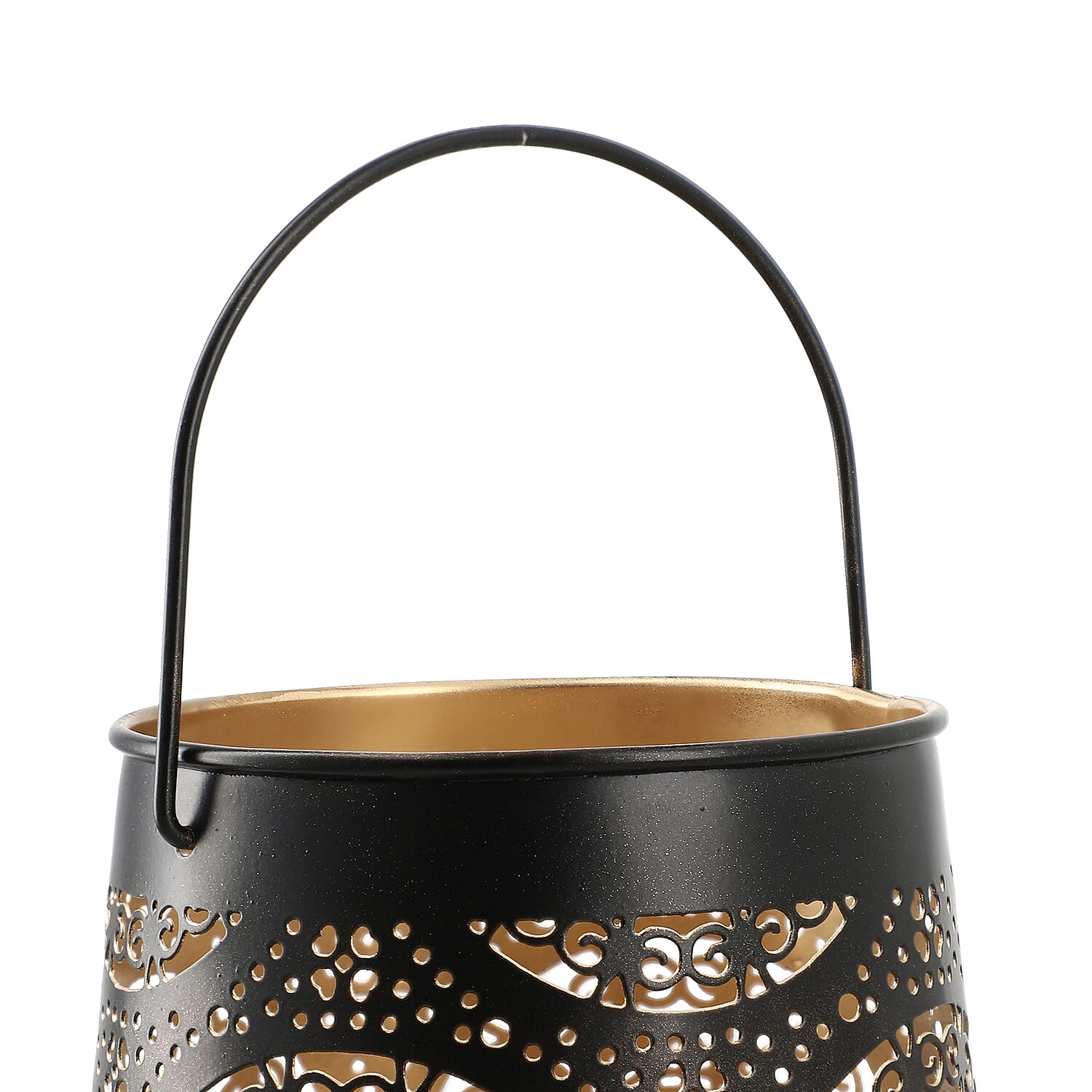 Set of 2 - Stunning Metal Etched Mandala Pattern Hanging Lantern (Size 15x15x13 cm) - Black
