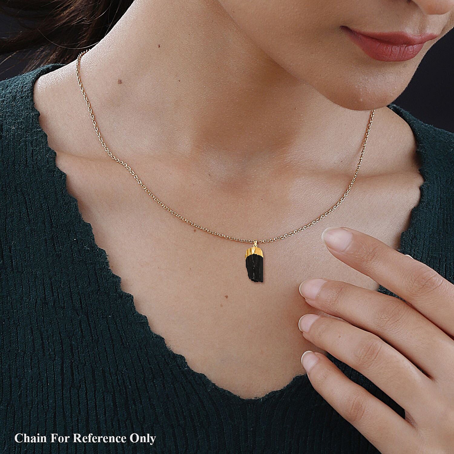 Black Tourmaline Pendant in Gold Tone 18.00 Ct
