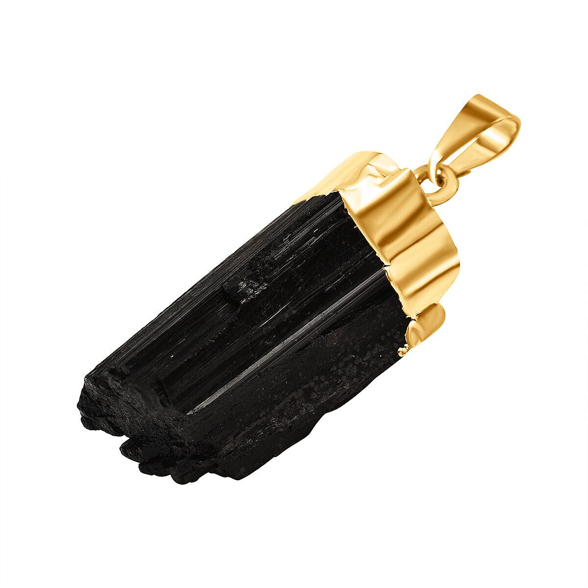 Black Tourmaline Pendant in Gold Tone 18.00 Ct