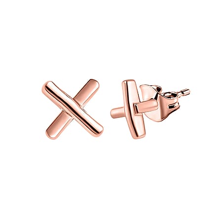 X Earrings in Sterling Silver with 18K Vermeil Rose Gold