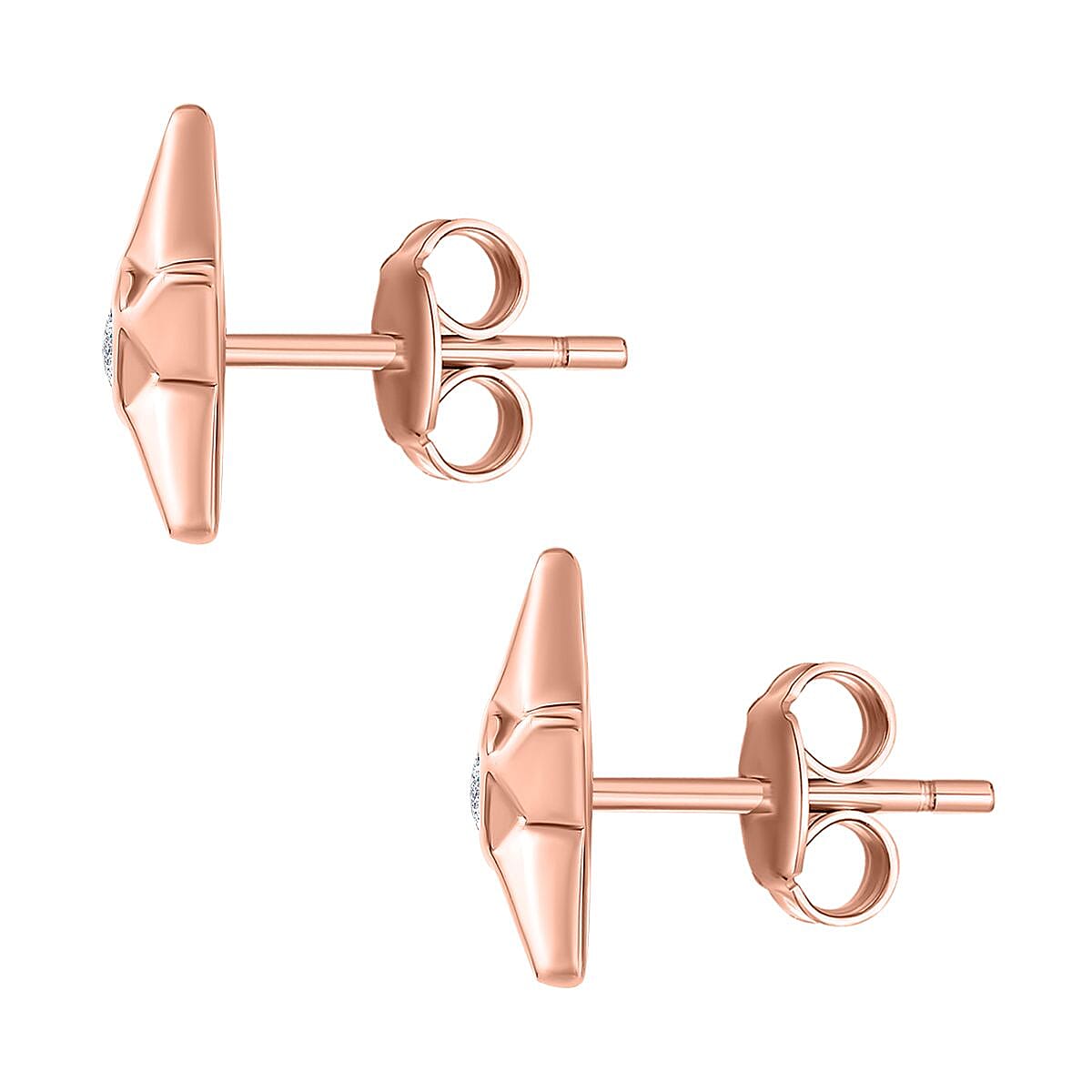 Moissanite Star Earrings with Push Back in 18K Vermeil Rose Gold Plated Sterling Silver