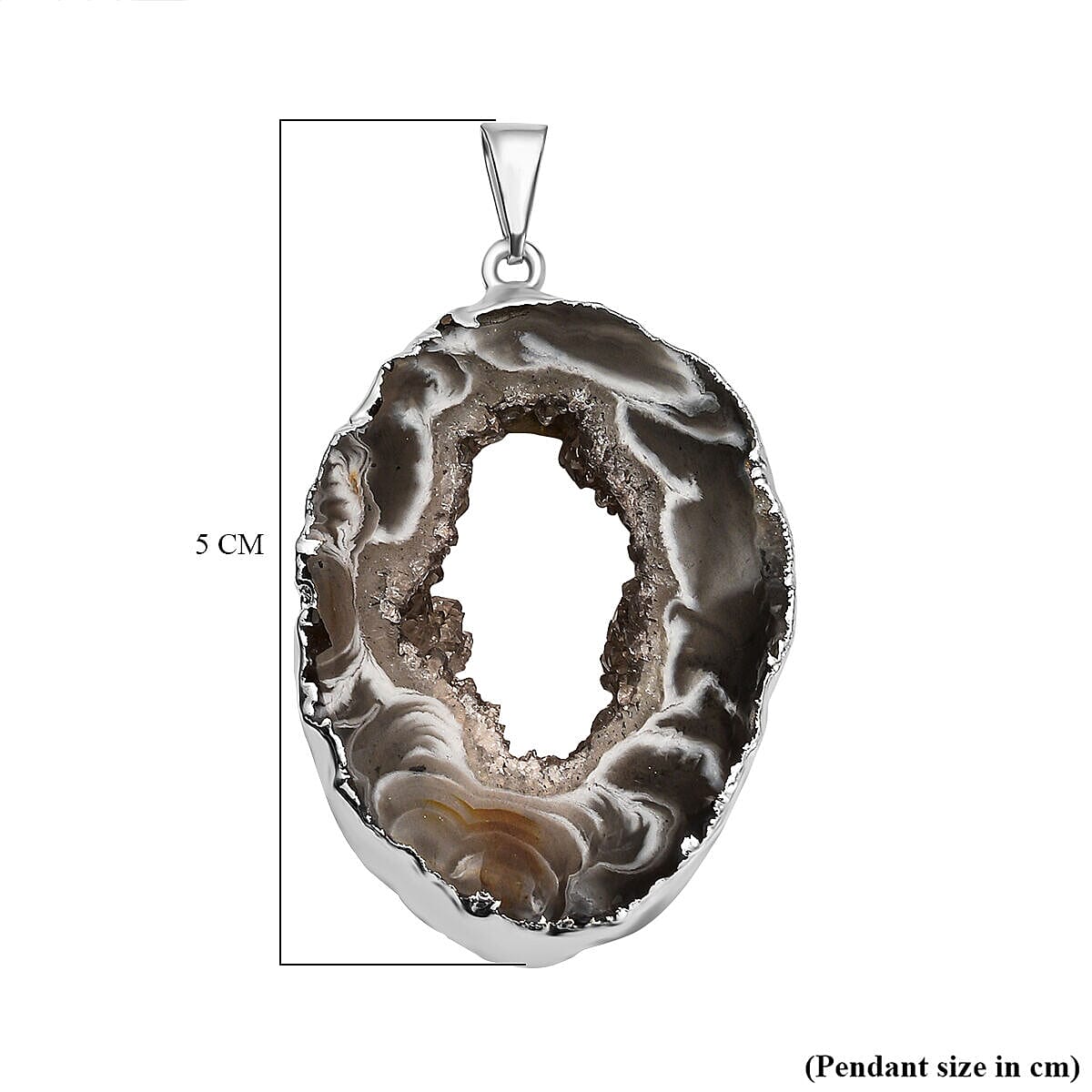Plain Geode Sire Pendant in Silver Tone 10.00 Ct