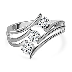 Moissanite 3 Stone Ring in Sterling Silver