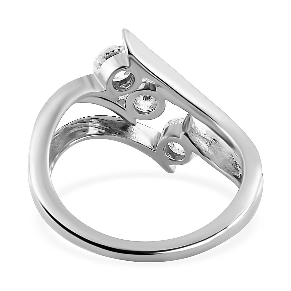 Moissanite 3 Stone Ring in Sterling Silver