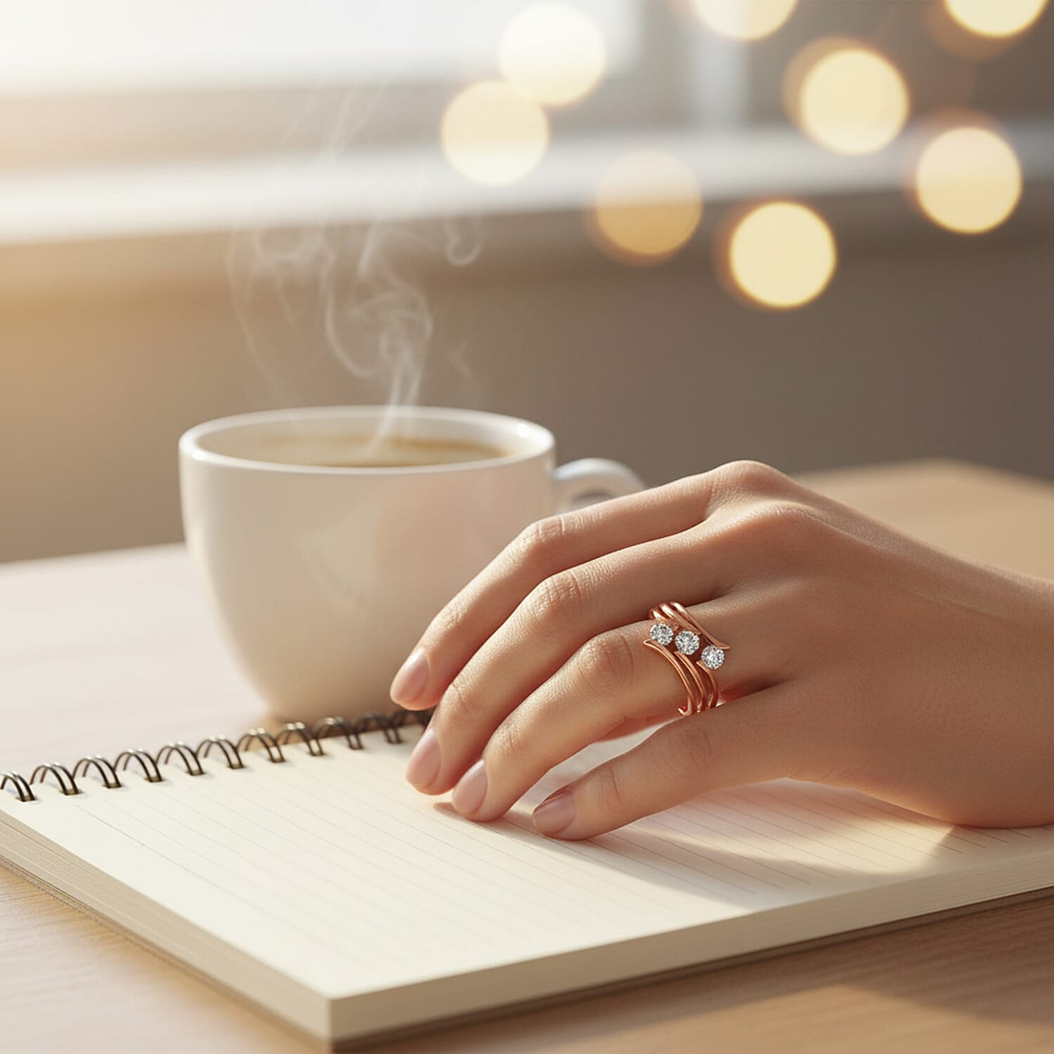 Moissanite 3 Stone Ring in Sterling Silver