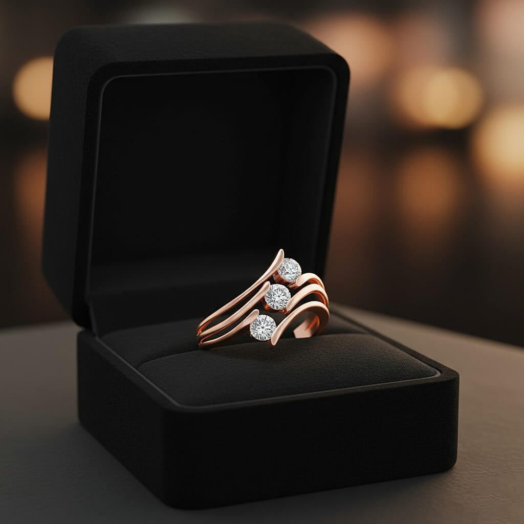 Moissanite 3 Stone Ring in Sterling Silver