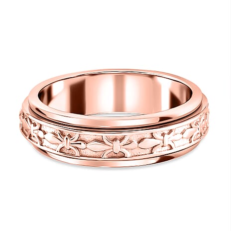 Artisan Crafted 18K Rose Gold Vermeil Plated Sterling Silver Fleur De Lis Spinner Ring