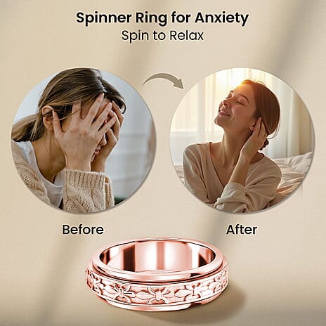 Artisan Crafted 18K Rose Gold Vermeil Plated Sterling Silver Fleur De Lis Spinner Ring