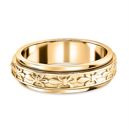 Artisan Crafted Fleur De Lis Spinner Ring in Sterling Silver with 18K Vermeil Yellow Gold