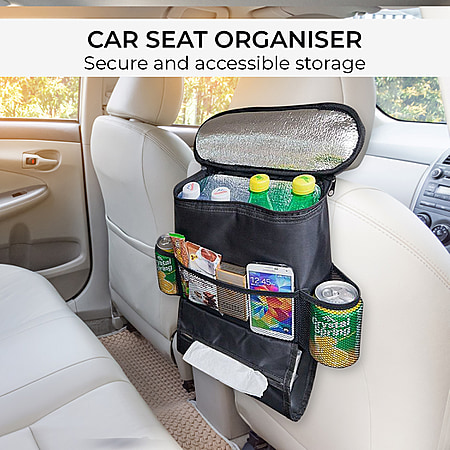 Car Seat Organiser with Cooler Compartment - Black - 7507975 - TJC