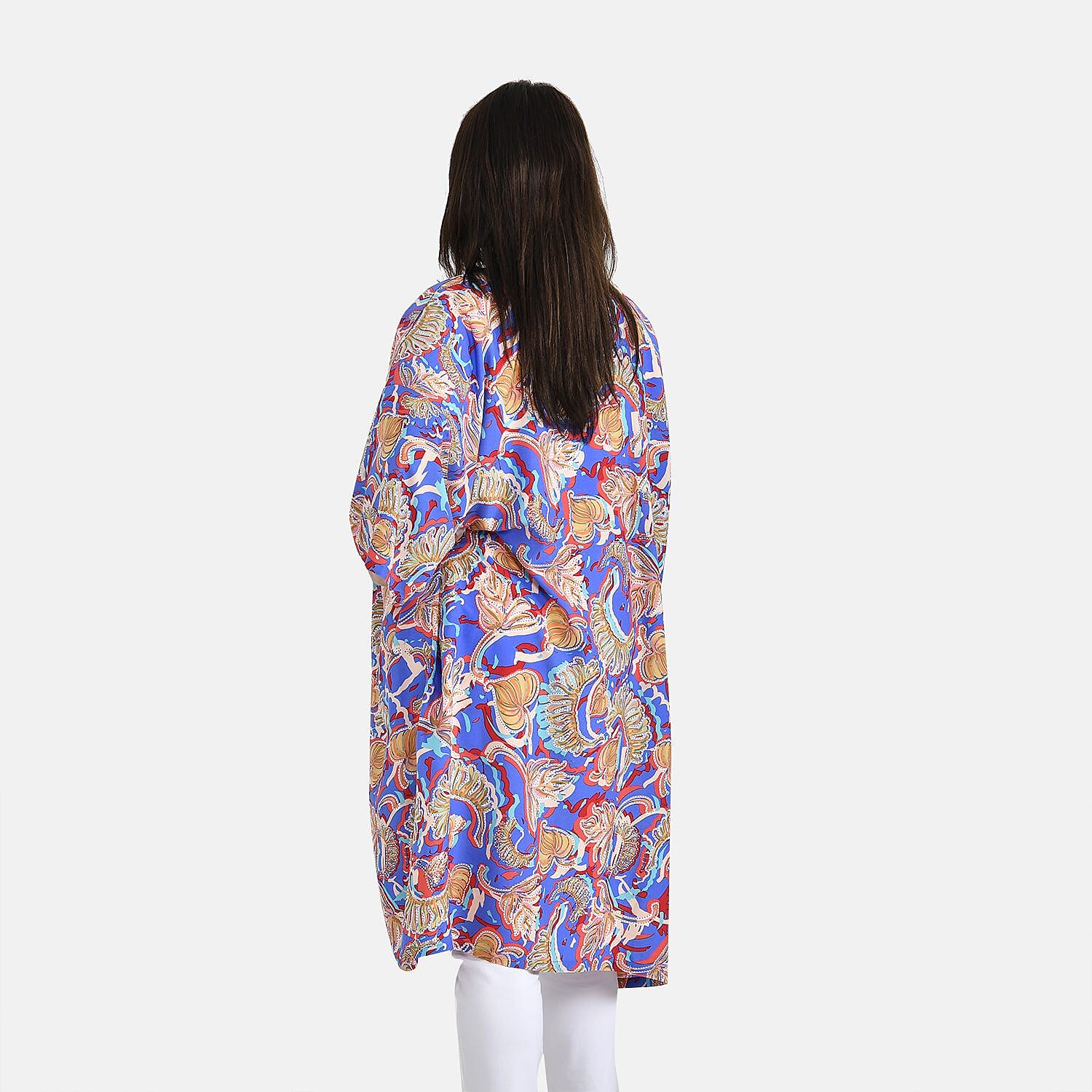 100% Viscose Floral Print Long Kimono (Size 8-20) - Multi