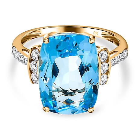 9K Yellow Gold AA Marambaia Topaz , Moissanite Main Stone With Side Stone Ring 9.09 ct, Gold Wt. 2.09 Gms 9.086 Ct. 9K Yellow Gold AA Marambaia Topaz , Moissanite Main Stone With Side Stone Ring 9.09 ct, Gold Wt. 2.09 Gms 9.086 Ct.