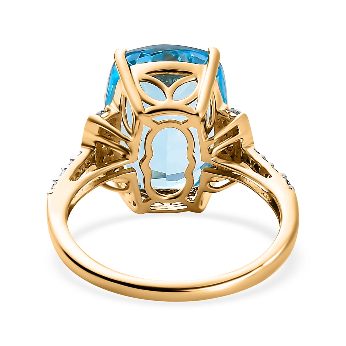 9K Yellow Gold Marambaia Topaz & Moissanite Ring 9.00 Ct.