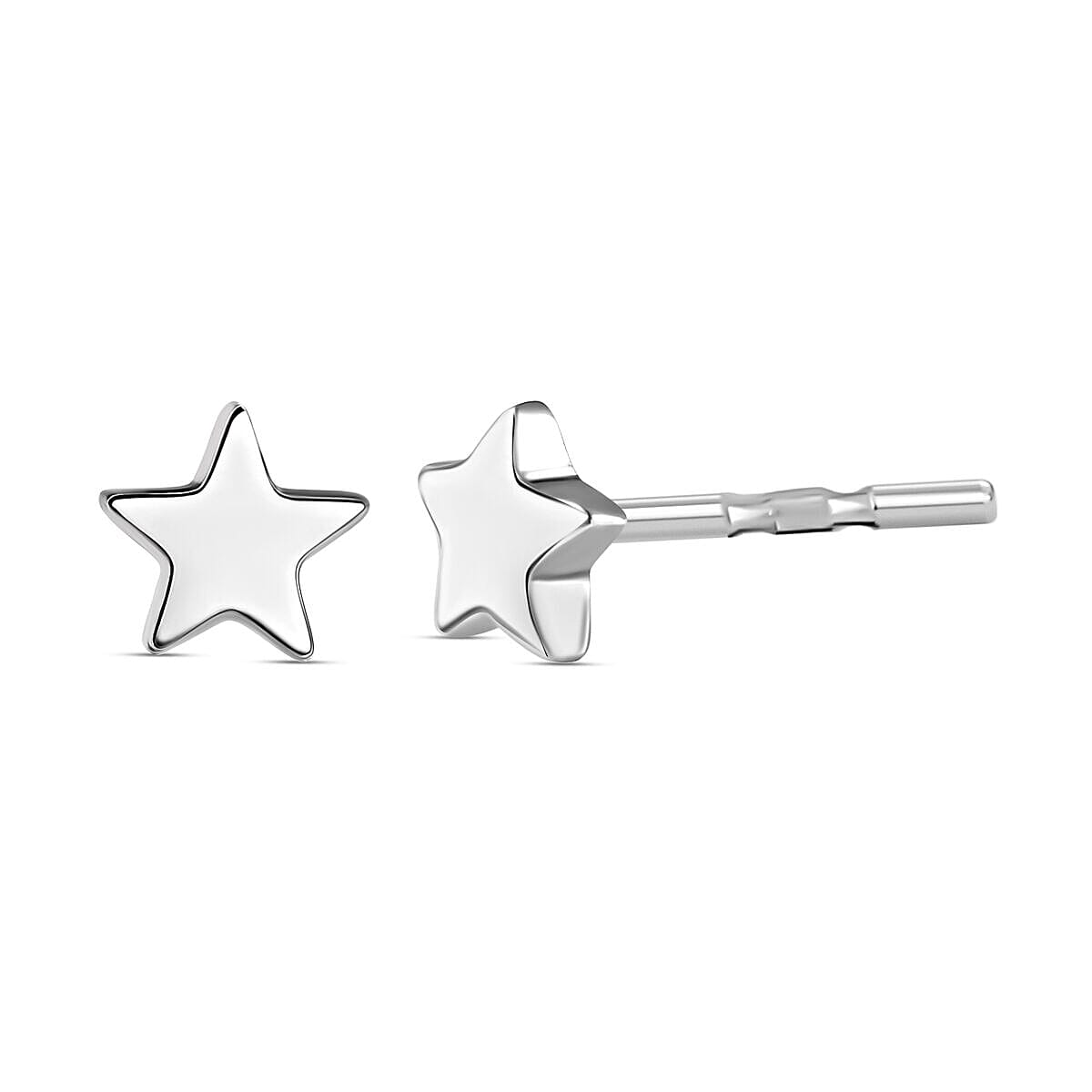 Platinum Overlay Sterling Silver Star Earrings (With Push Back)
