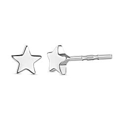Platinum Overlay Sterling Silver Star Earrings (With Push Back)