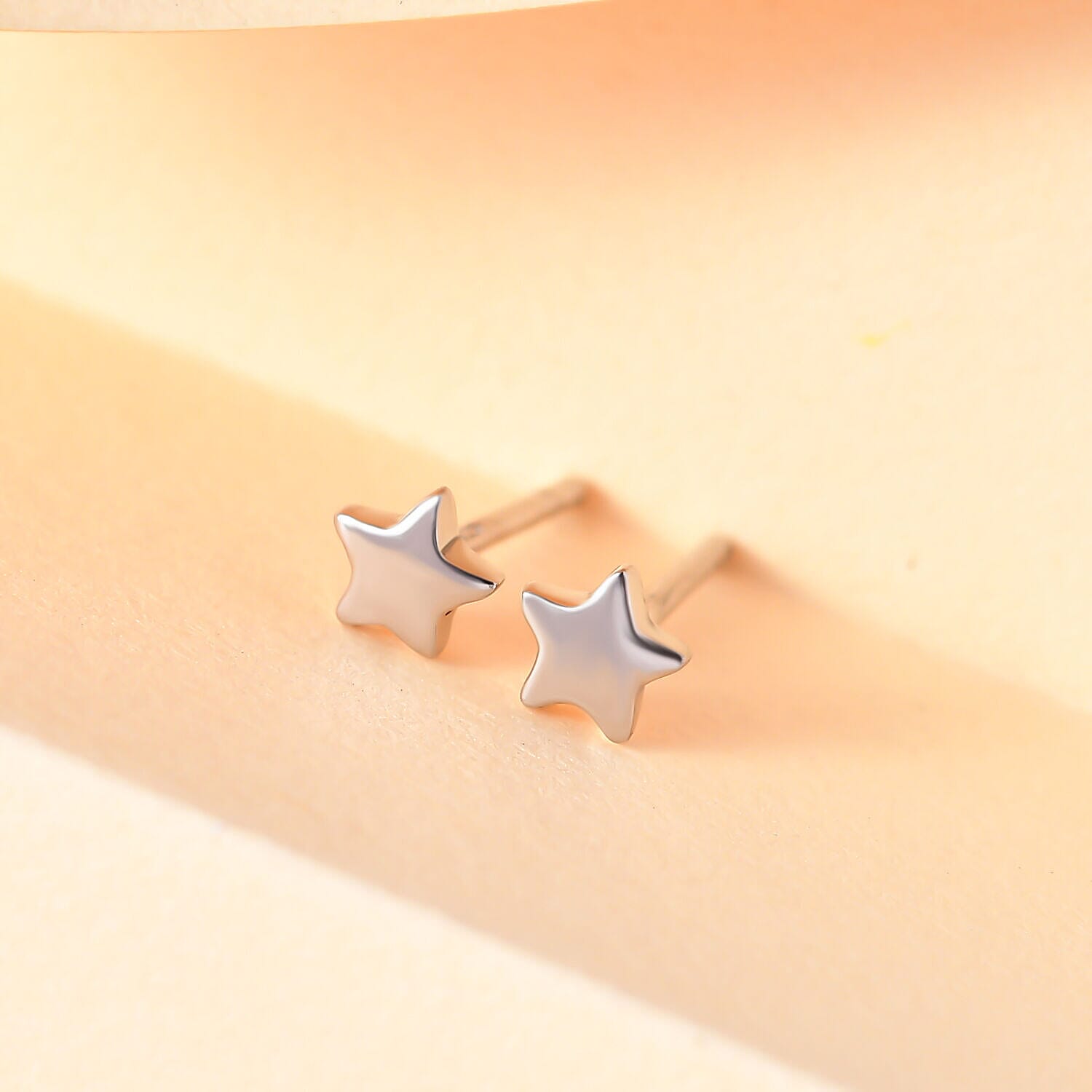 Platinum Overlay Sterling Silver Star Earrings (With Push Back)