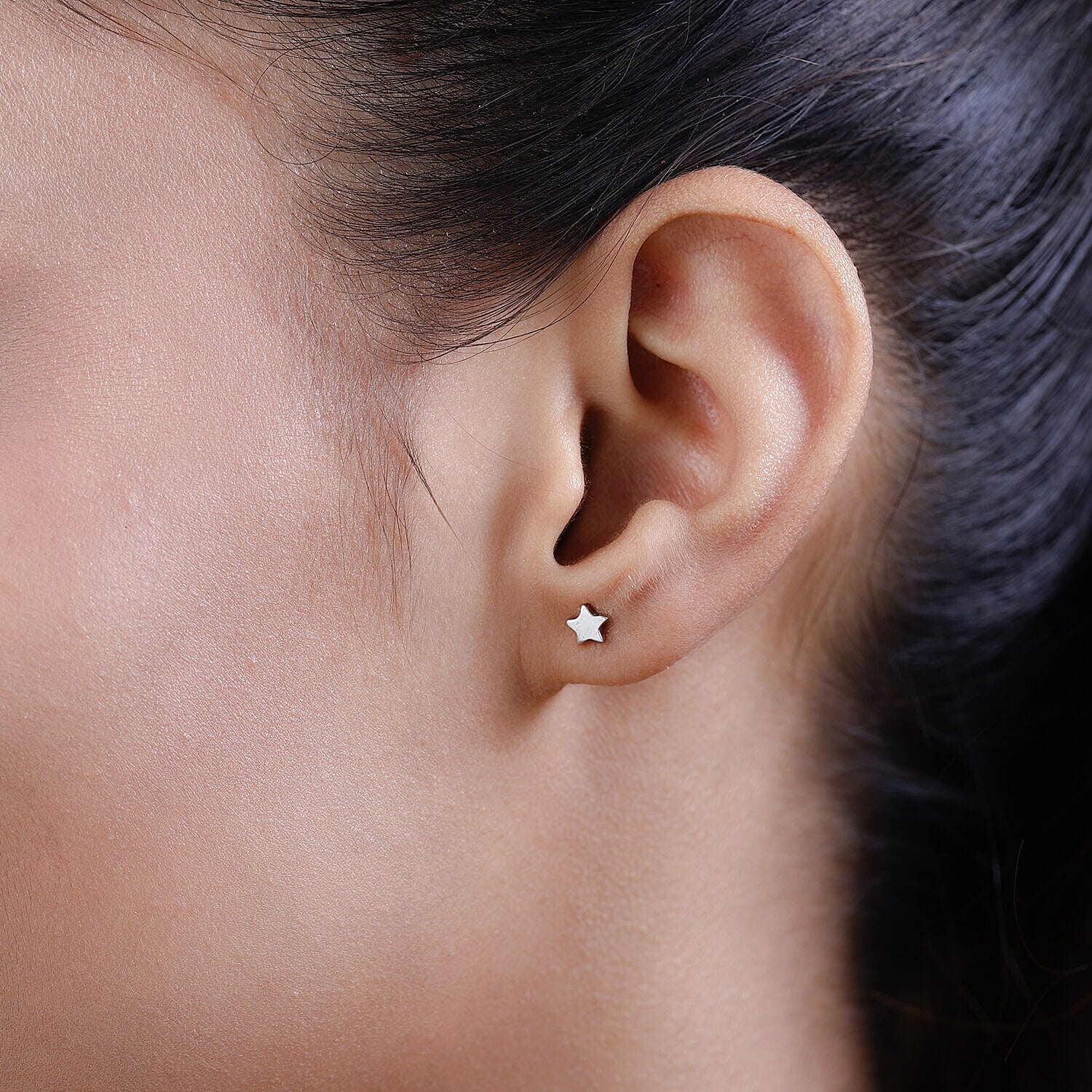 Platinum Overlay Sterling Silver Star Earrings (With Push Back)