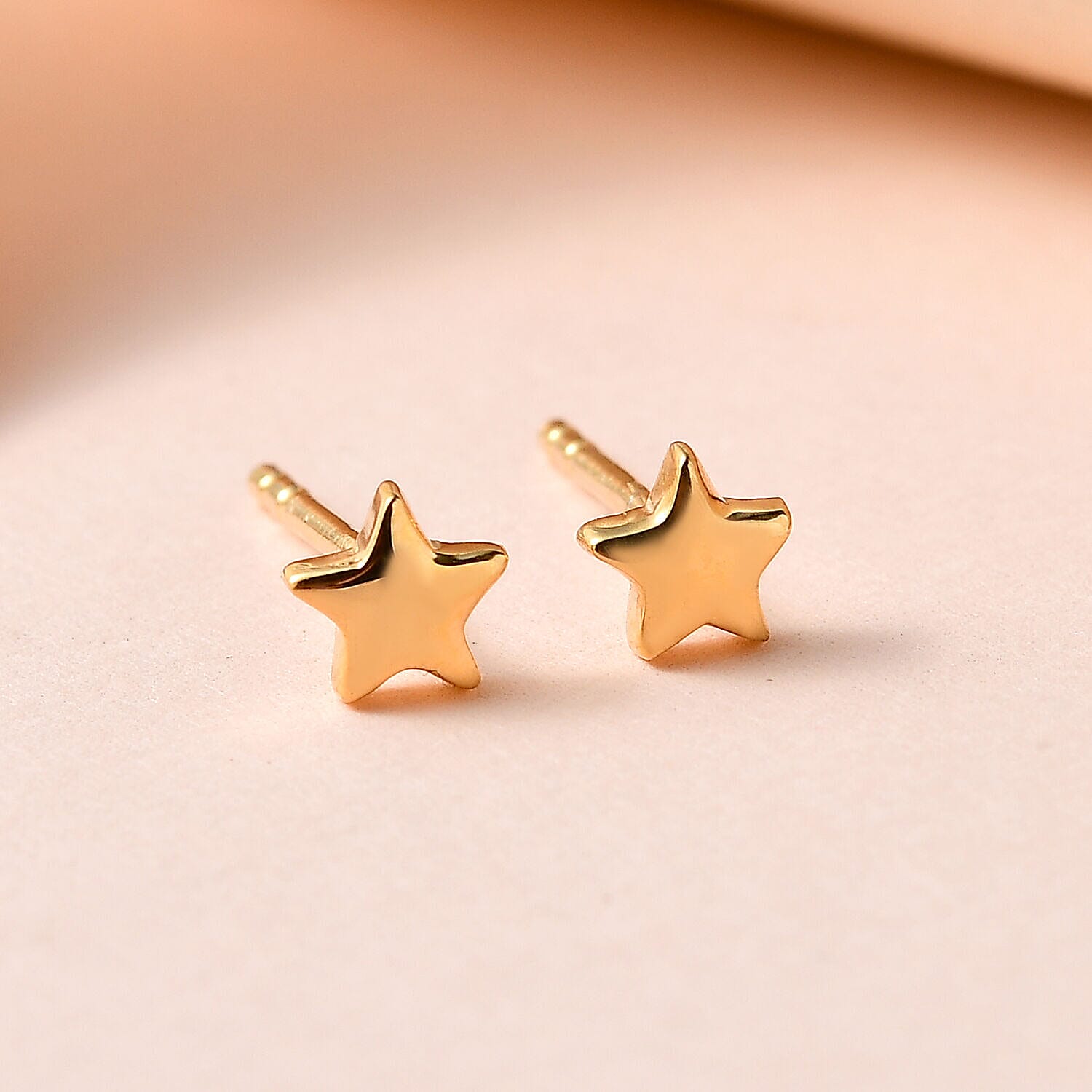 18K Vermeil Yellow Gold Plated Sterling Silver Star Earrings (with Push Back)