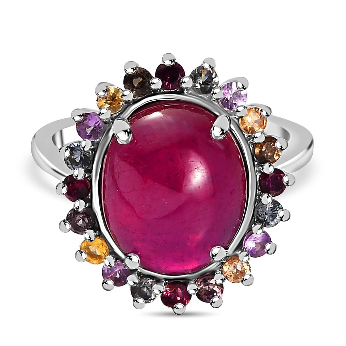 Fissure Filled Ruby and Multi Sapphire Ring in Sterling Silver