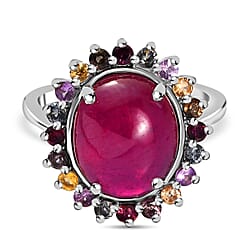 Fissure Filled Ruby and Multi Sapphire Ring in Sterling Silver