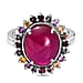 Fissure Filled Ruby and Multi Sapphire Ring in Sterling Silver