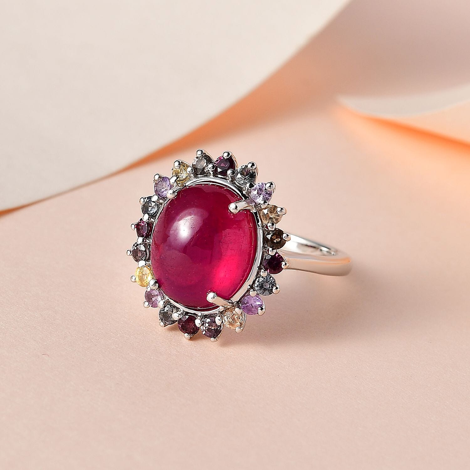 Fissure Filled Ruby and Multi Sapphire Ring in Sterling Silver
