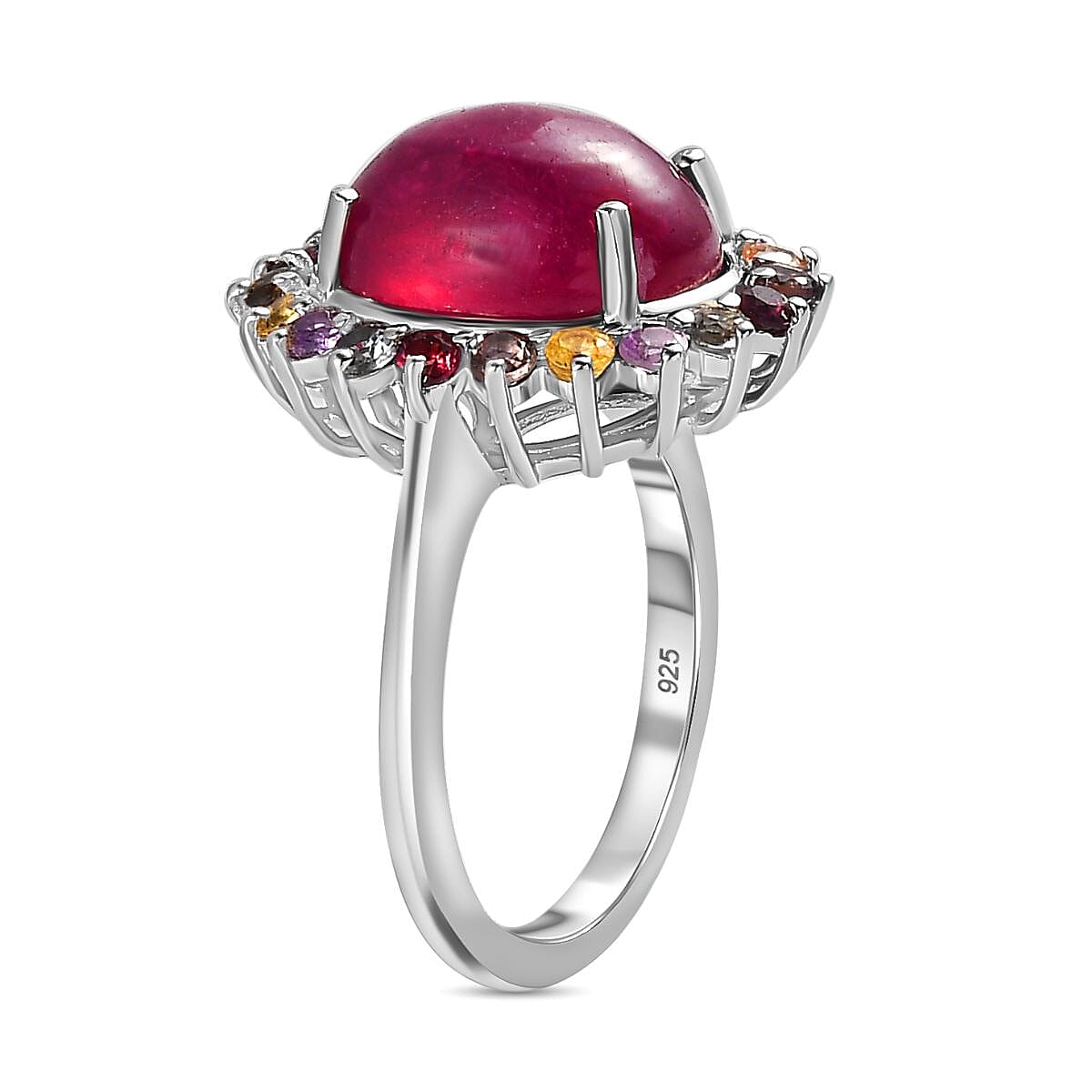 Fissure Filled Ruby and Multi Sapphire Ring in Sterling Silver