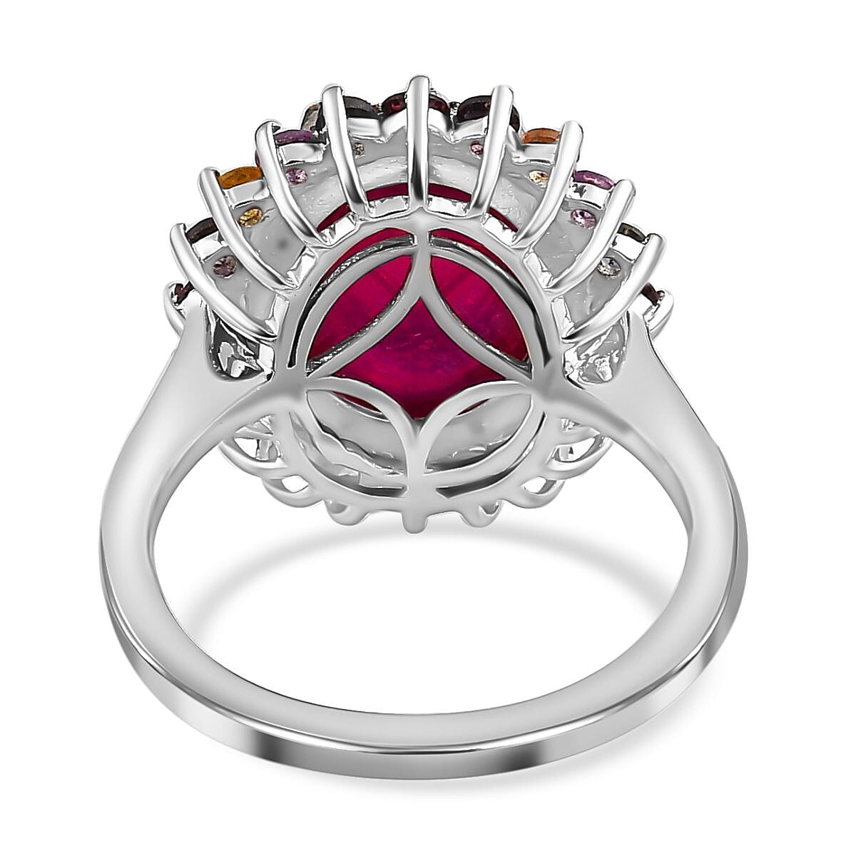 Fissure Filled Ruby and Multi Sapphire Ring in Sterling Silver