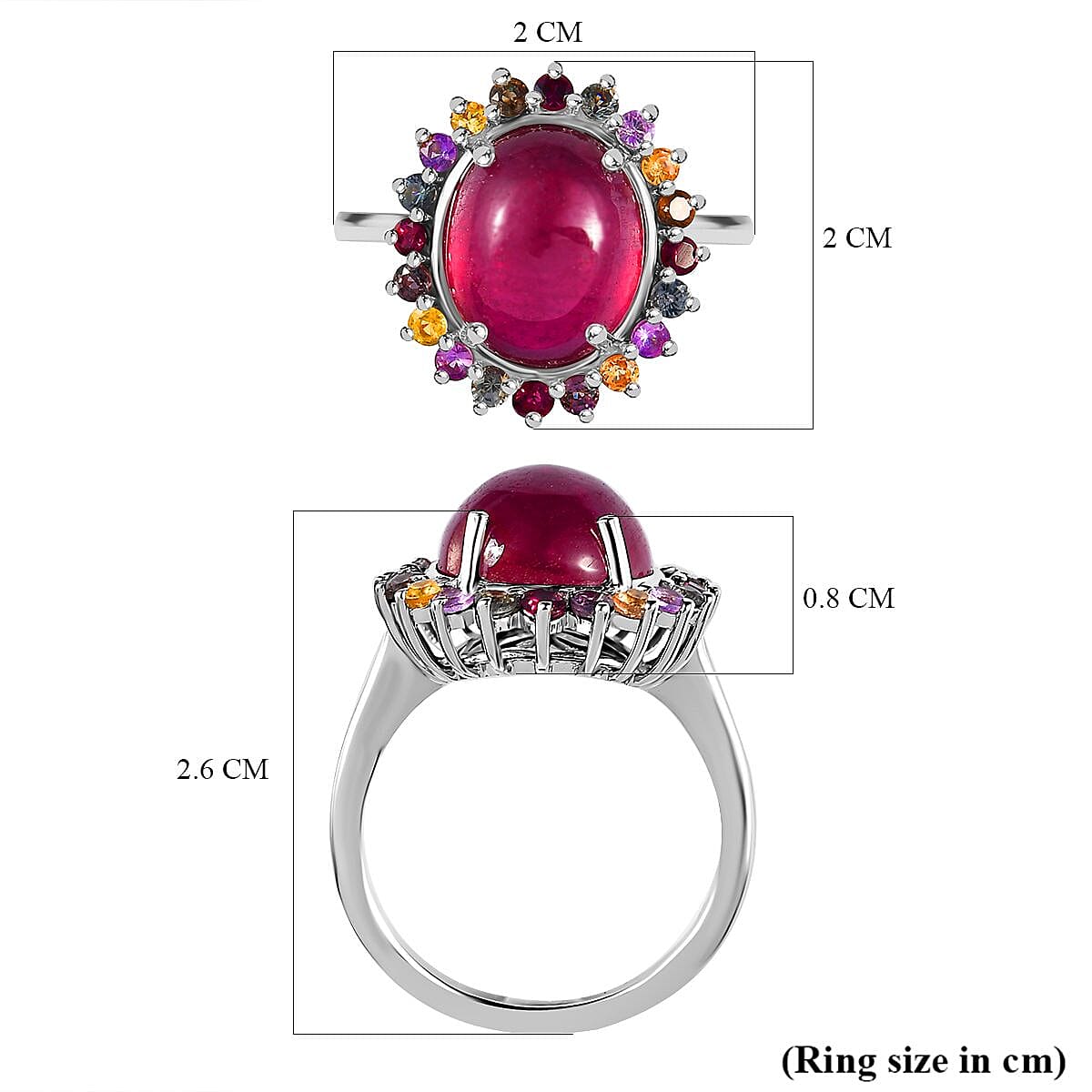 Fissure Filled Ruby and Multi Sapphire Ring in Sterling Silver