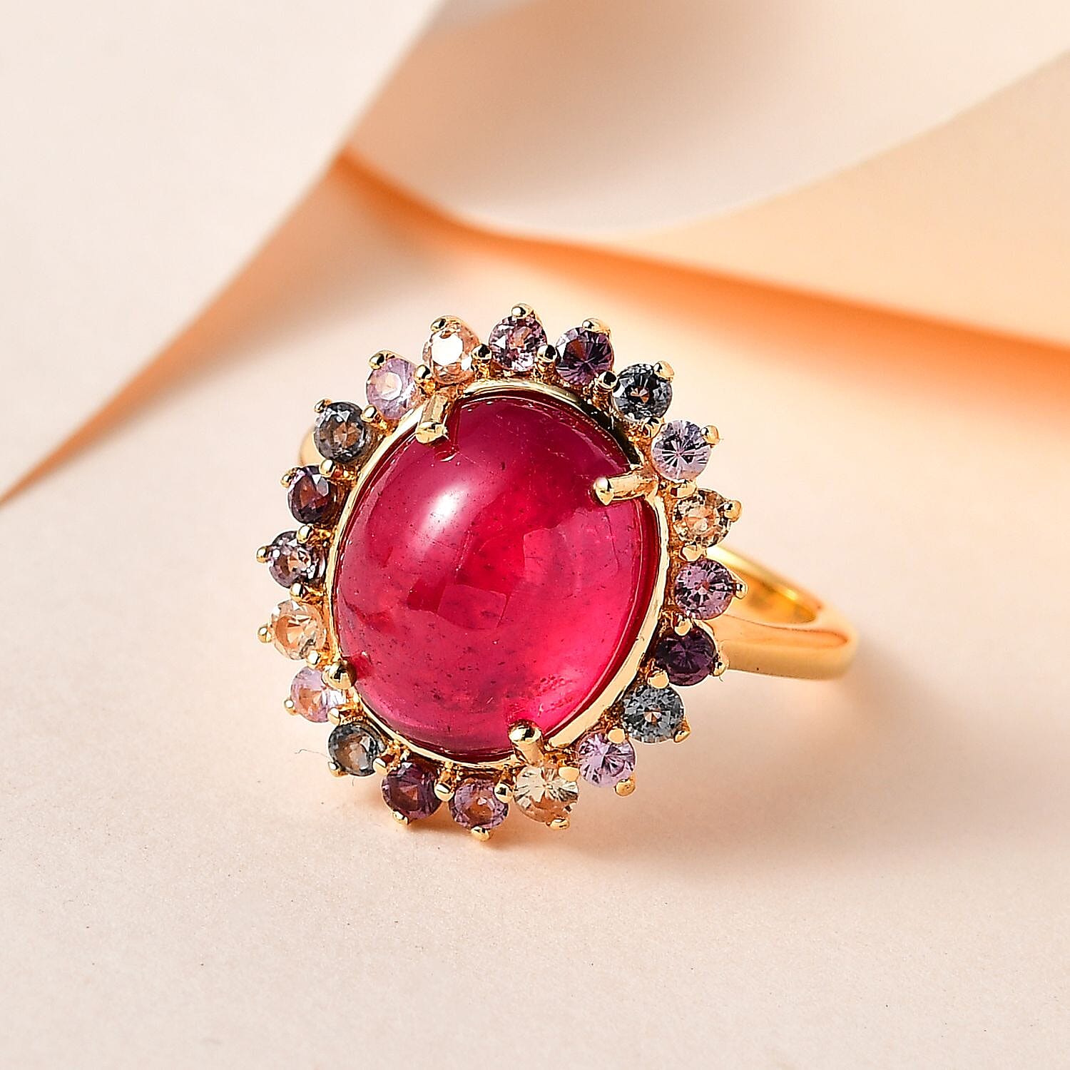 Fissure Filled Ruby and Multi Sapphire Ring in Sterling Silver