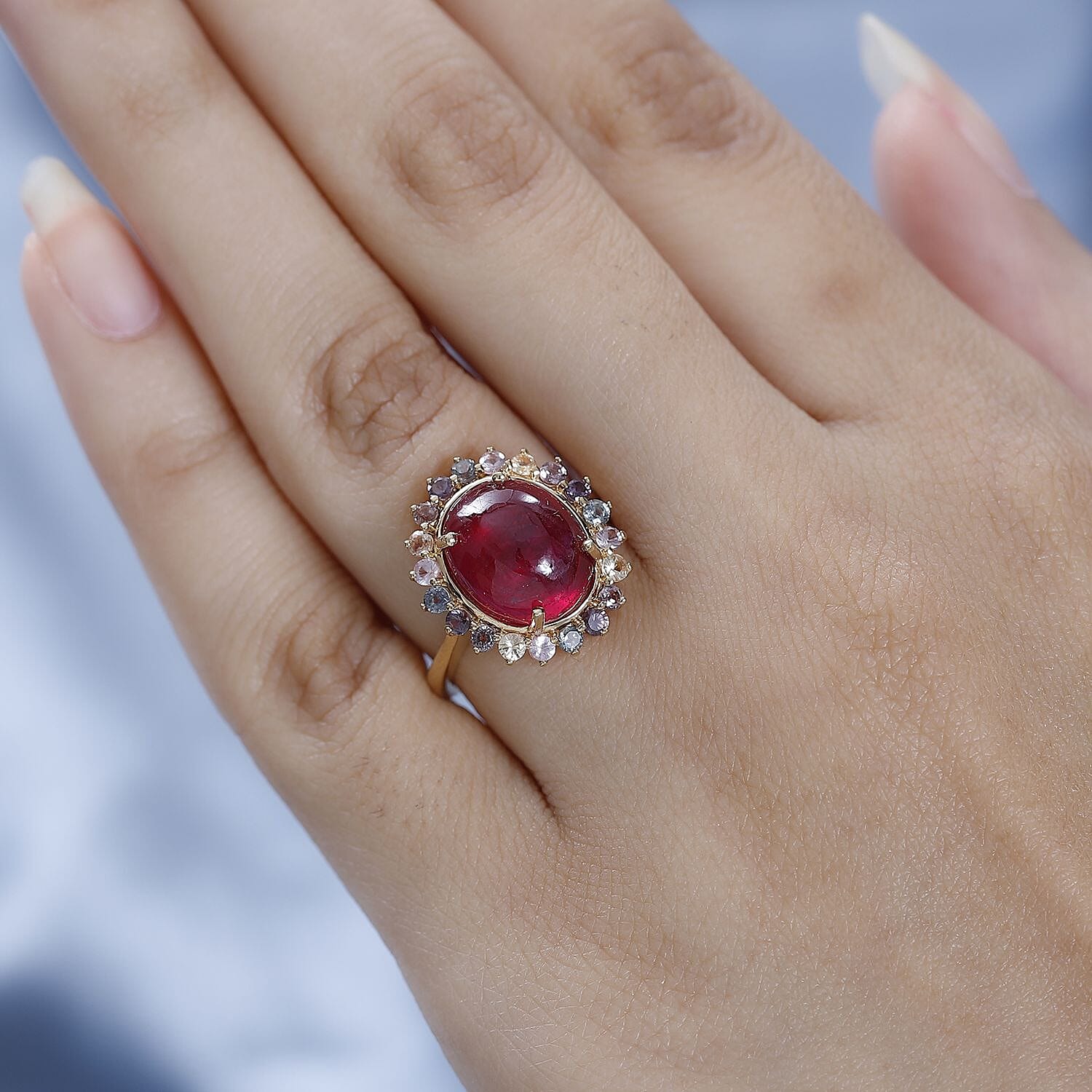 Fissure Filled Ruby and Multi Sapphire Ring in Sterling Silver