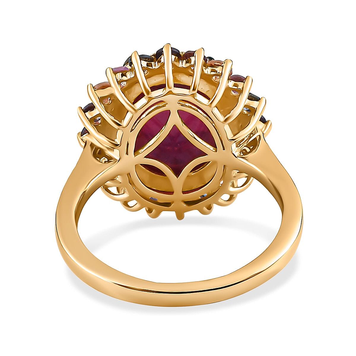 Fissure Filled Ruby and Multi Sapphire Ring in Sterling Silver