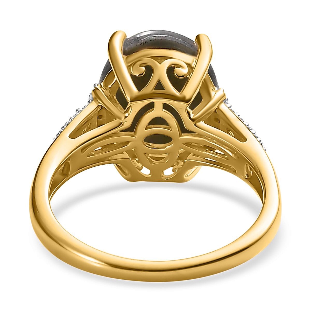 D'Joy Boulder Opal & Moissanite Ring in 18K Vermeil Yellow Gold Plated Sterling Silver 3.04 Ct.