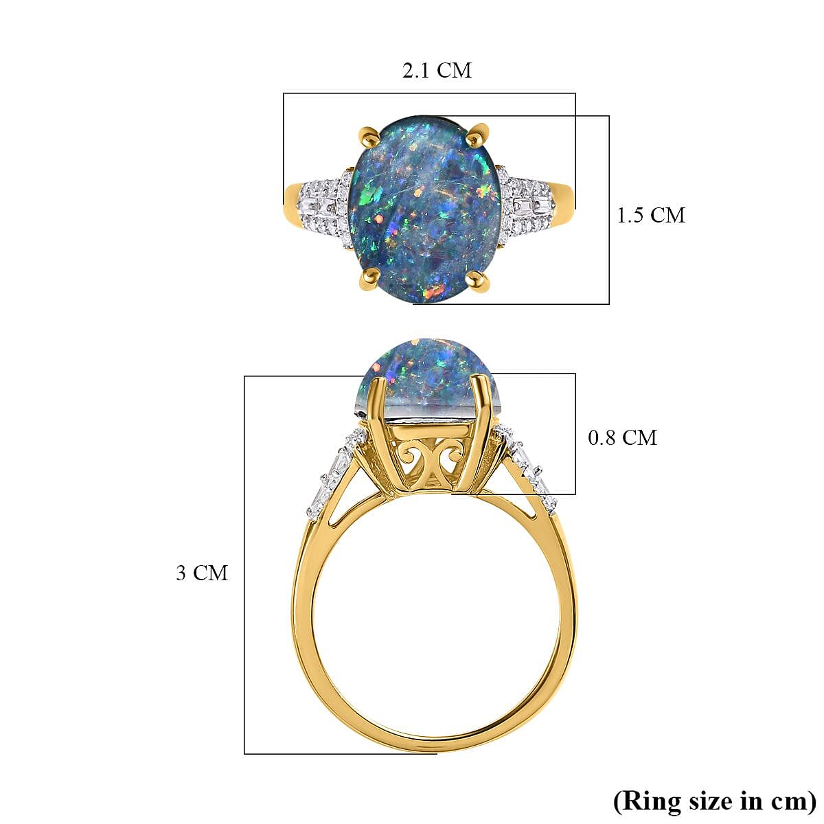Boulder Opal & Moissanite Ring in 18K Vermeil Yellow Gold Plated Sterling Silver 3.04 Ct. Boulder Opal & Moissanite Ring in 18K Vermeil Yellow Gold Plated Sterling Silver 3.04 Ct.