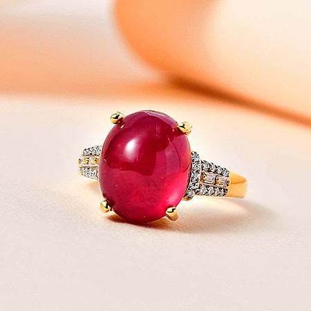 African Ruby & Moissanite Ring in 18K Vermeil Yellow Gold Plated Sterling  Silver 8.00 Ct - 7508802 - TJC