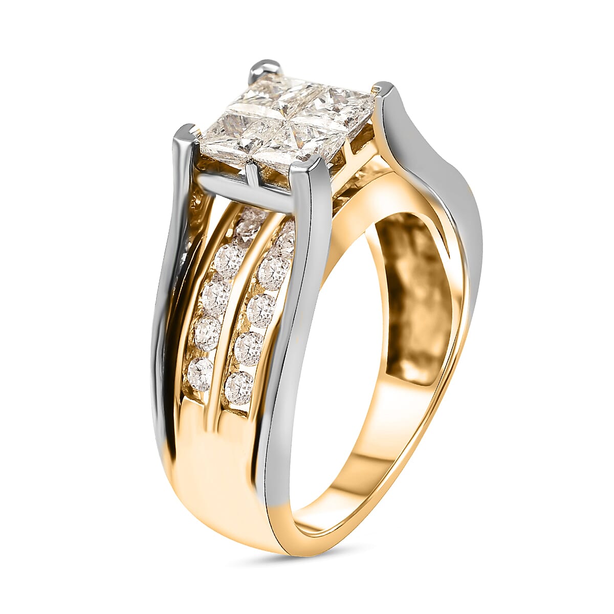 Manhattan Close Out - 14K White and Yellow Gold Diamond Ring (SI-G-H) 1.50 Ct, Gold Wt. 5.60 Gms. Size N