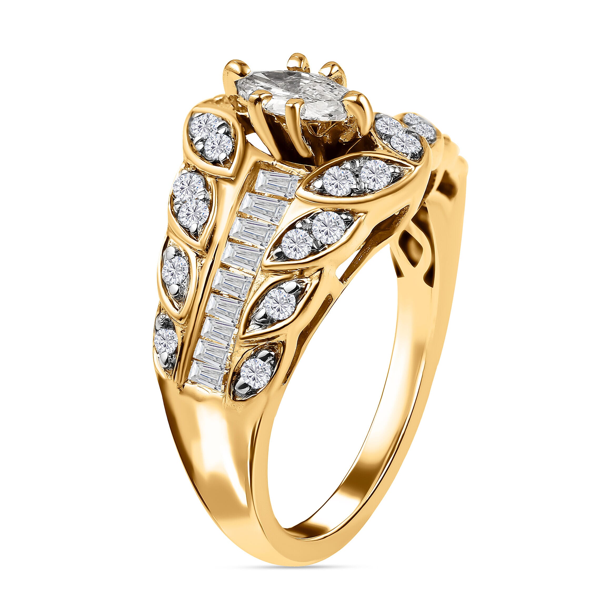 9K Yellow Gold (SI-G-H) Diamond Ring 1.00 Ct