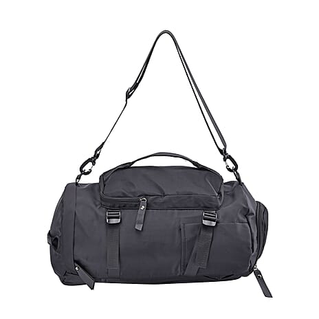 Multi-Function Travel Bag with Backpack Straps & 4 Exterior Zipped Pockets - Black
