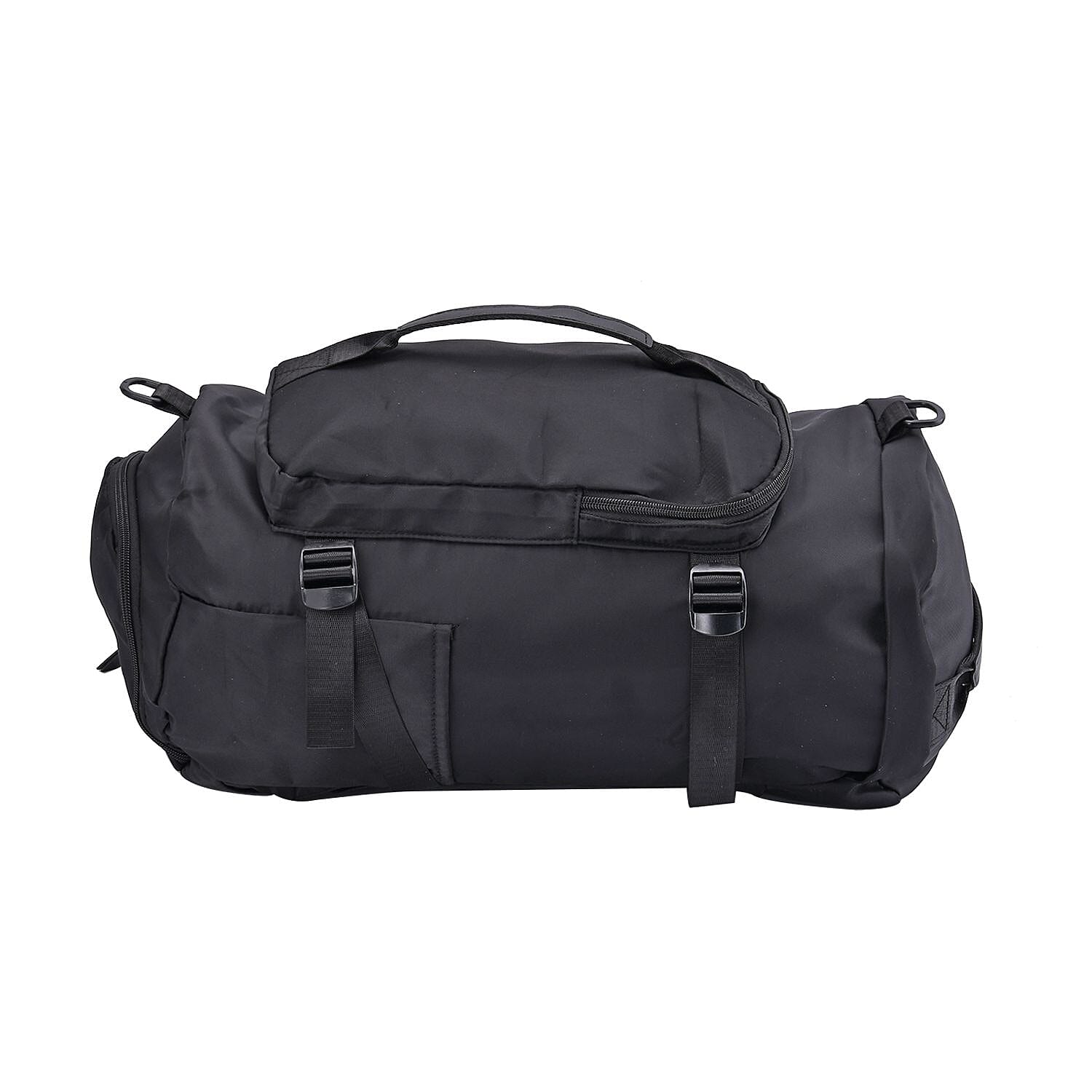 Multi-Function Travel Bag with Backpack Straps & 4 Exterior Zipped Pockets - Black