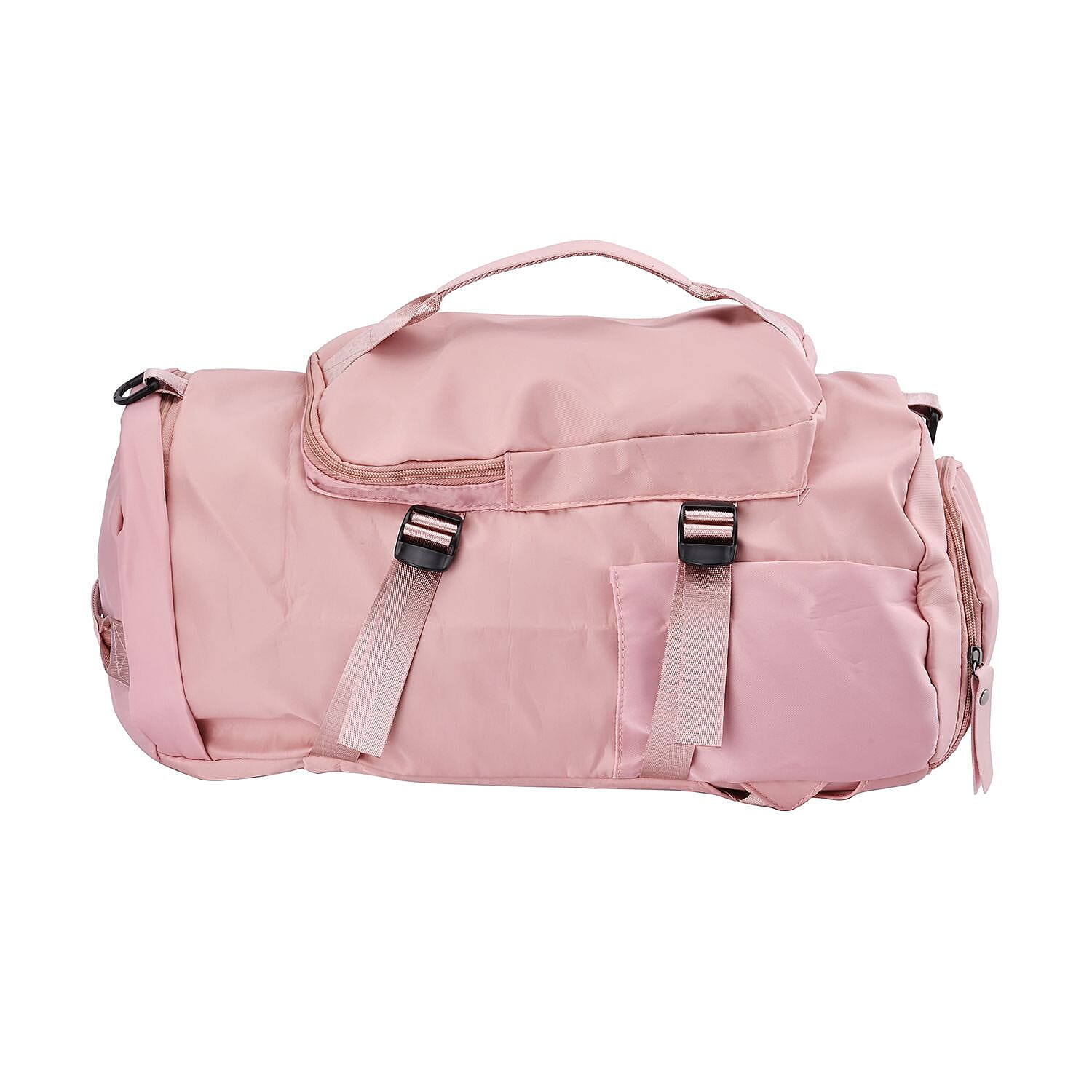 Multi-Function Travel Bag with Backpack Straps & 4 Exterior Zipped Pockets - Pink