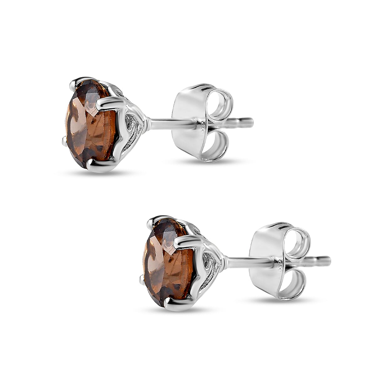 Smoky Quartz Earrings (with Push Back) in Platinum Overlay Sterling Silver 2.400 Ct