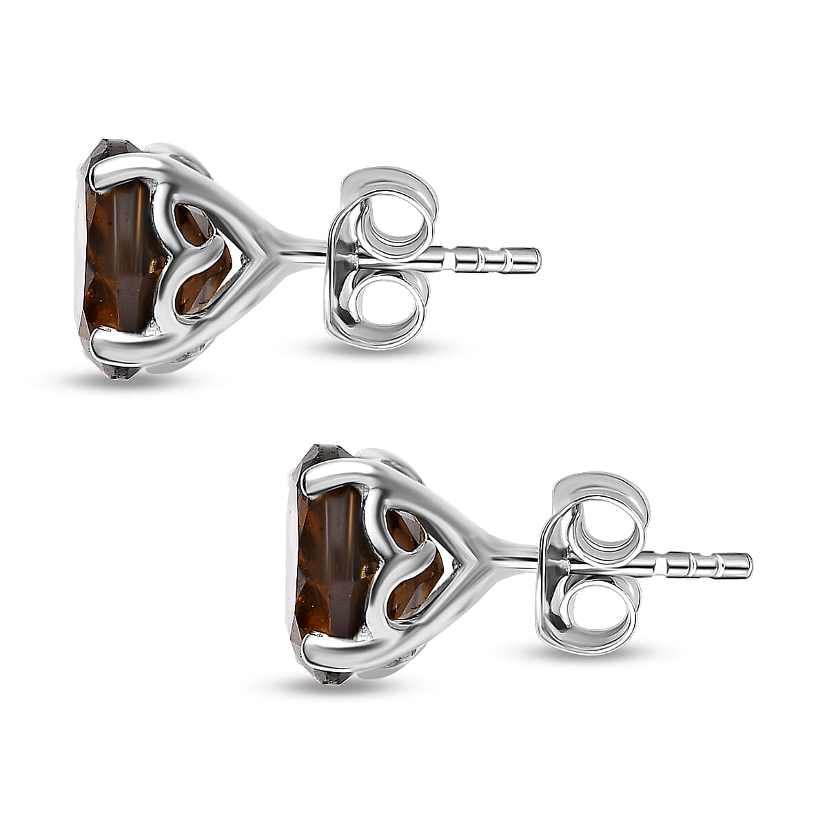 Smoky Quartz Earrings (with Push Back) in Platinum Overlay Sterling Silver 2.400 Ct