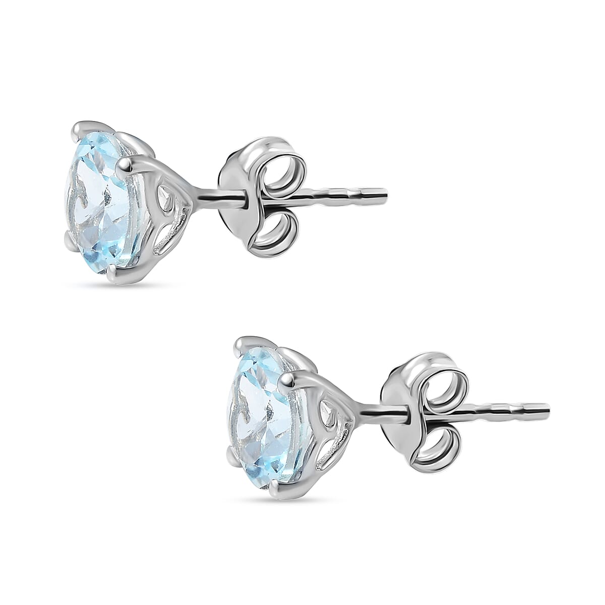 Skyblue Topaz Earrings with Push Back in Platinum Overlay Sterling Silver 3.05 Ct. Skyblue Topaz Earrings with Push Back in Platinum Overlay Sterling Silver 3.05 Ct.