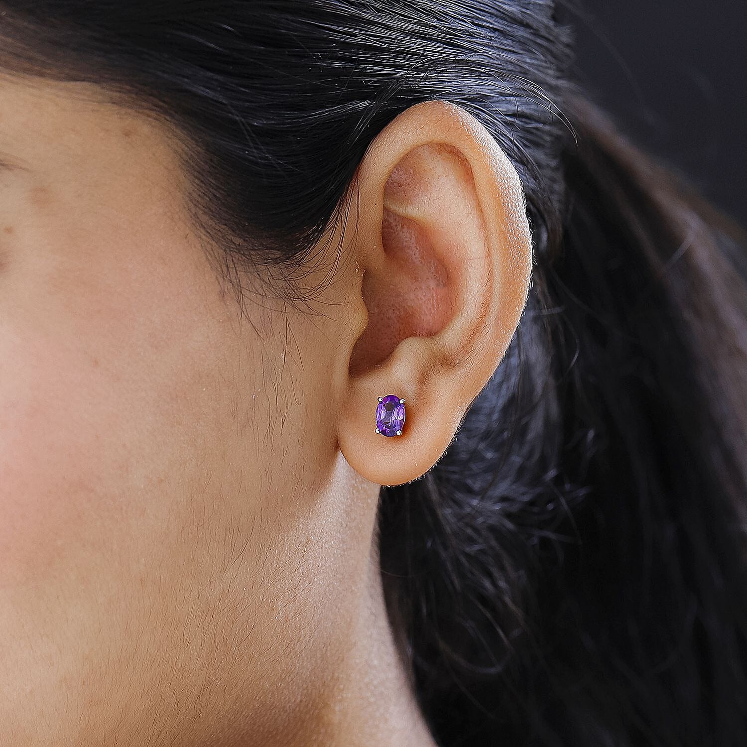 Pink Amethyst Stud Earrings with Push Back in Platinum Overlay Sterling Silver 1.34 Ct.