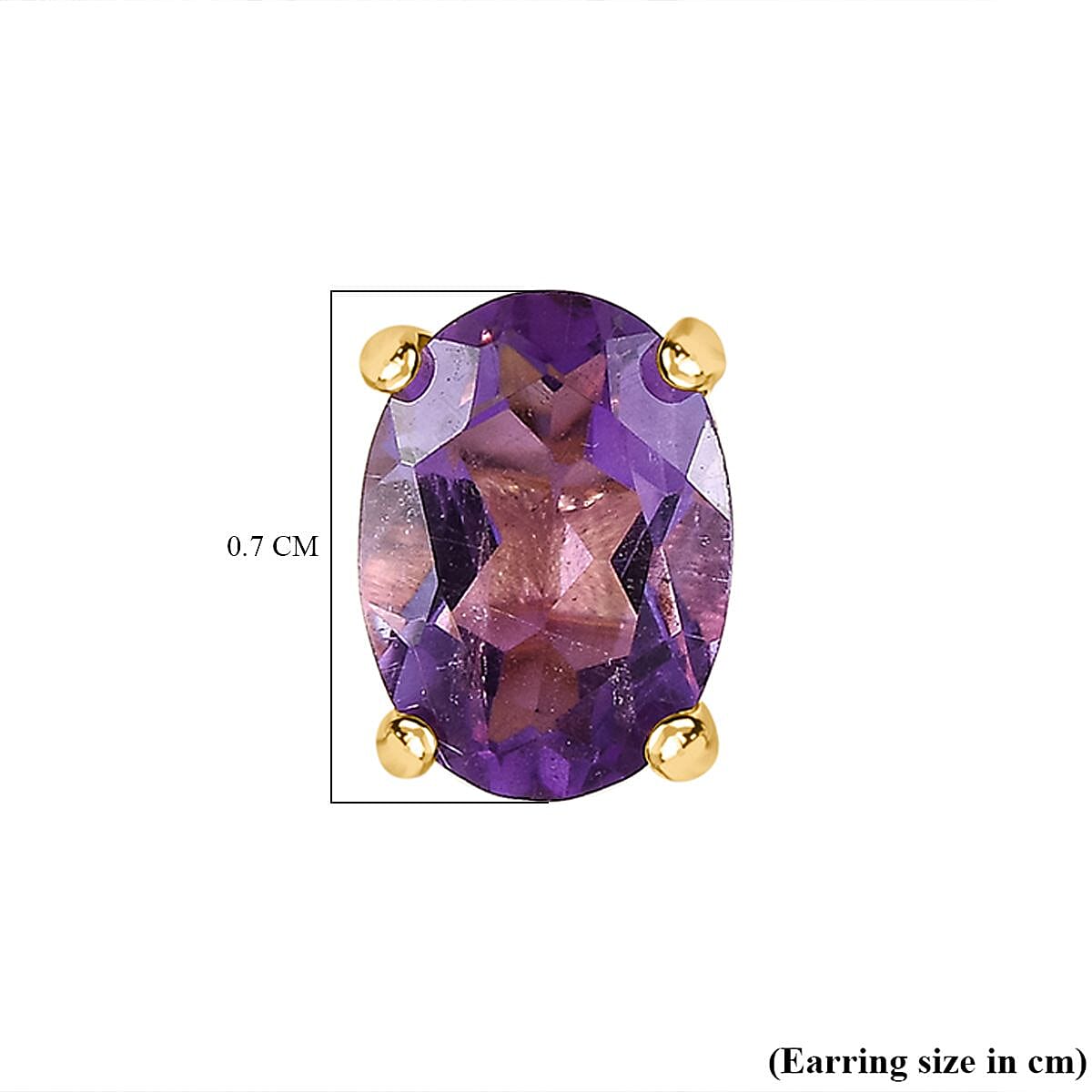 Pink Amethyst Stud Earrings with Push Back in 18K Vermeil Yellow Gold Plated Sterling Silver 1.34 Ct.