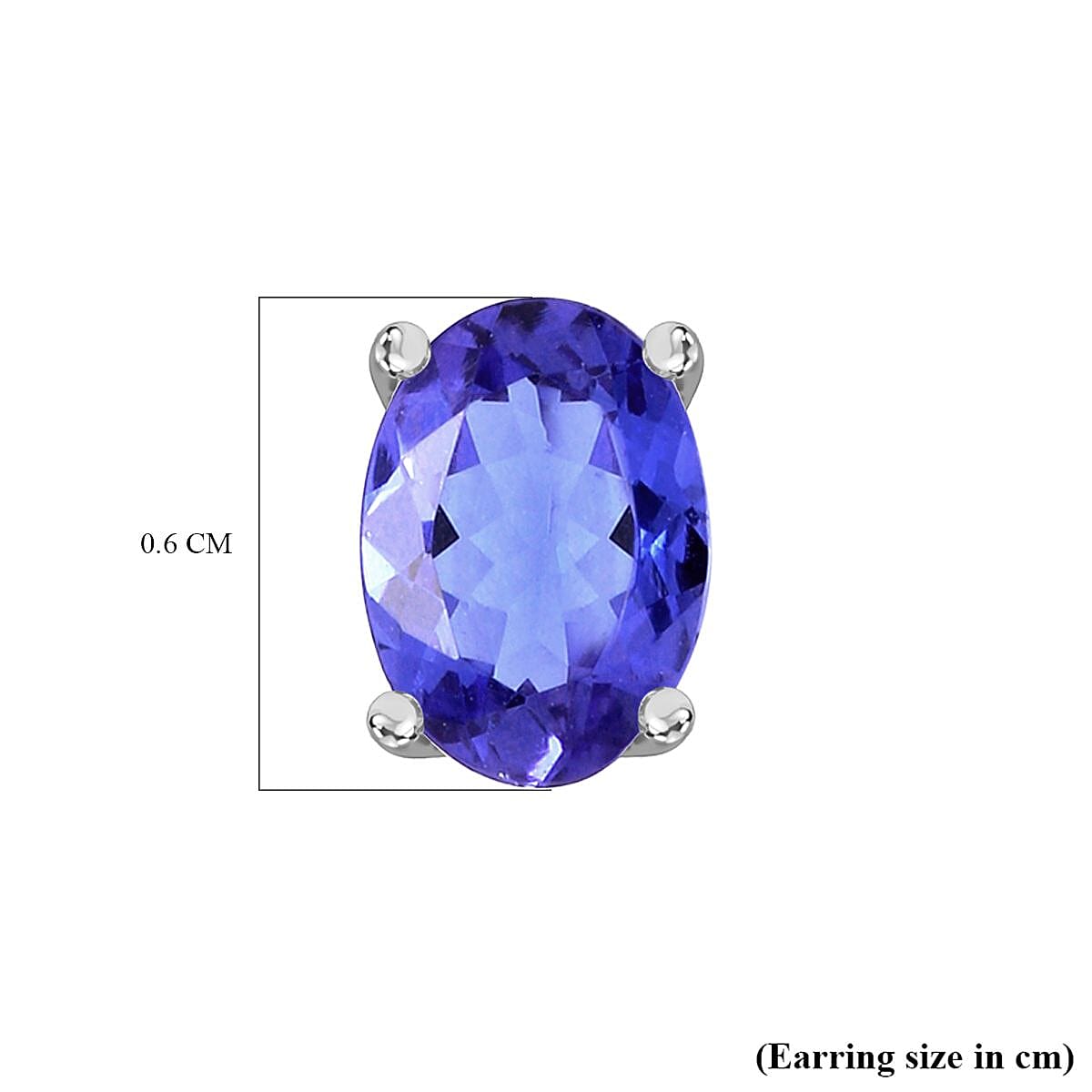 Tanzanite Stud Solitaire Earrings With Push Back in Platinum Overlay Sterling Silver 0.88 Ct.
