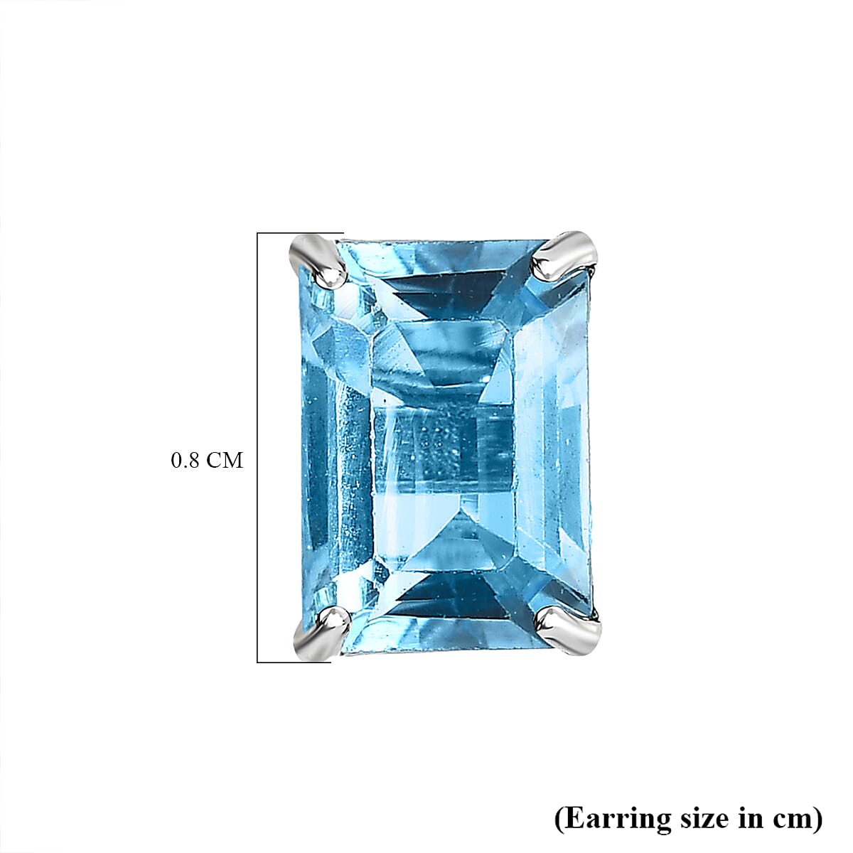 Blue Topaz Solitaire Stud Earrings in Platinum Overlay Sterling Silver 2.43 Ct.