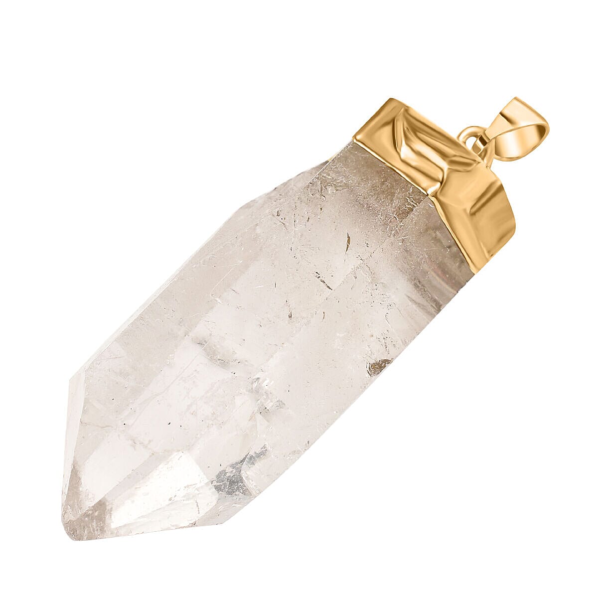 White Quartz Point Pendant in Gold Tone 15.00 Ct